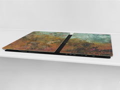 BIG KITCHEN BOARD & Induction Cooktop Cover – Glass Pastry Board DD34 Rusted textures Series: Colorfoul tarnished copper