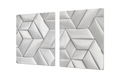 HUGE TEMPERED GLASS COOKTOP COVER – Glass Cutting Board and Worktop Saver – SINGLE: 80 x 52 cm (31,5” x 20,47”); DOUBLE: 40 x 52 cm (15,75” x 20,47”); DD40 Decorative Surfaces Series: Leather tiles