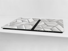 HUGE TEMPERED GLASS COOKTOP COVER – Glass Cutting Board and Worktop Saver – SINGLE: 80 x 52 cm (31,5” x 20,47”); DOUBLE: 40 x 52 cm (15,75” x 20,47”); DD40 Decorative Surfaces Series: Leather tiles