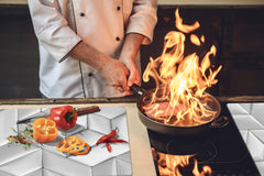 HUGE TEMPERED GLASS COOKTOP COVER – Glass Cutting Board and Worktop Saver – SINGLE: 80 x 52 cm (31,5” x 20,47”); DOUBLE: 40 x 52 cm (15,75” x 20,47”); DD40 Decorative Surfaces Series: Leather tiles