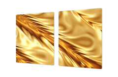 Gigantic Worktop saver and Pastry Board - Tempered GLASS Cutting Board - MEASURES: SINGLE: 80 x 52 cm; DOUBLE: 40 x 52 cm; DD38 Golden Waves Series: Luxury fabric 2