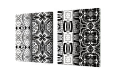 GÉANT PLANCHE À DÉCOUPER EN VERRE TREMPÉ; Série Marroco DD21: Blanc et noi