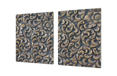 HUGE TEMPERED GLASS COOKTOP COVER – Glass Cutting Board and Worktop Saver – SINGLE: 80 x 52 cm (31,5” x 20,47”); DOUBLE: 40 x 52 cm (15,75” x 20,47”); DD40 Decorative Surfaces Series: Wooden flowers