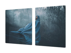 Induction Cooktop Cover – Glass Worktop saver: Fantasy and fairy-tale series DD18 A woman in a coat