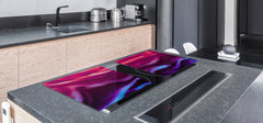 UNIQUE Tempered GLASS Kitchen Board – Impact & Scratch Resistant Cooktop cover – SINGLE: 80 x 52 cm; DOUBLE: 40 x 52 cm; DD39 Colourful Variety Series: Colourful silk