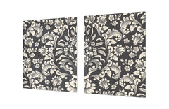 ENORMOUS Tempered GLASS Chopping Board - Flower series DD06A Damask luxury