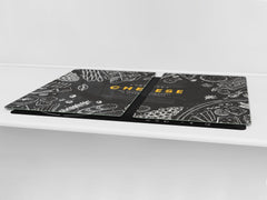 BIG KITCHEN BOARD & Induction Cooktop Cover – Glass Pastry Board - Food series DD16 Tasty cheese