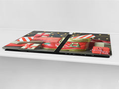 HUGE TEMPERED GLASS COOKTOP COVER - DD30 Christmas Series: Santa shoe with gifts