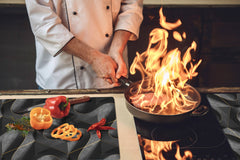 HUGE TEMPERED GLASS COOKTOP COVER – Glass Cutting Board and Worktop Saver – SINGLE: 80 x 52 cm (31,5” x 20,47”); DOUBLE: 40 x 52 cm (15,75” x 20,47”); DD40 Decorative Surfaces Series: Black waves