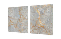 UNIQUE Tempered GLASS Kitchen Board – Impact & Scratch Resistant Cooktop cover DD32 Marbles 2 Series: Natural breccia marble