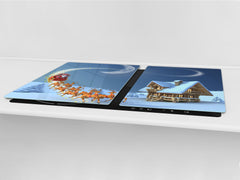 HUGE TEMPERED GLASS COOKTOP COVER - DD30 Christmas Series: Santa and reindeer