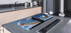 HUGE TEMPERED GLASS COOKTOP COVER - DD30 Christmas Series: Santa and reindeer