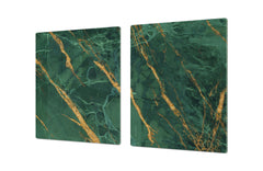 Gigantic Worktop saver and Pastry Board - Tempered GLASS Cutting Board DD21 Marbles 1 Series: Green marble with golden veins 2