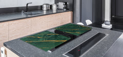 Gigantic Worktop saver and Pastry Board - Tempered GLASS Cutting Board DD21 Marbles 1 Series: Green marble with golden veins 2