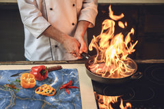 Gigantic Worktop saver and Pastry Board - Tempered GLASS Cutting Board DD21 Marbles 1 Series: Blue marble with light reflections