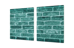 GIGANTIC CUTTING BOARD and Cooktop Cover - Glass Kitchen Board DD35 Textures and tiles 1 Series: Green vintage brick