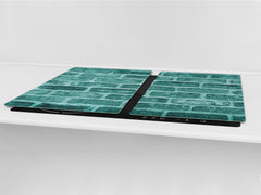 GIGANTIC CUTTING BOARD and Cooktop Cover - Glass Kitchen Board DD35 Textures and tiles 1 Series: Green vintage brick