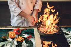 Enorm Küchenbrett aus Hartglas und Induktionskochplattenabdeckung; Food series DD16: African food