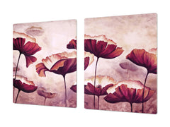 ENORMOUS Tempered GLASS Chopping Board - Flower series DD06A Poppies 3