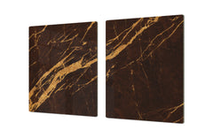 UNIQUE Tempered GLASS Kitchen Board – Impact & Scratch Resistant Cooktop cover DD32 Marbles 2 Series: Abstract brown