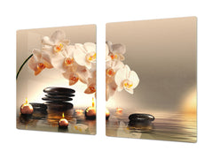 ENORMOUS Tempered GLASS Chopping Board - Flower series DD06A Orchid 3