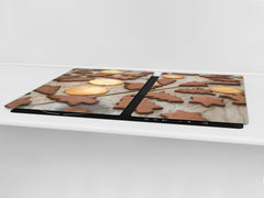 Tempered GLASS Cutting Board - Glass Kitchen Board; Cakes and Sweets Serie DD13 Christmas tree cookies