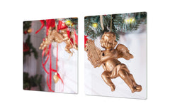 HUGE TEMPERED GLASS COOKTOP COVER - DD30 Christmas Series: Golden angel 2