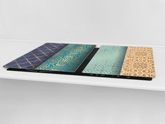 HUGE TEMPERED GLASS CHOPPING BOARD ; Moroccan design Series DD21 Floral mandala