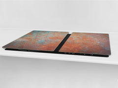 BIG KITCHEN BOARD & Induction Cooktop Cover – Glass Pastry Board DD34 Rusted textures Series: Oxidized metal 2