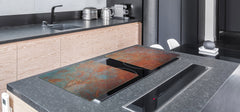 BIG KITCHEN BOARD & Induction Cooktop Cover – Glass Pastry Board DD34 Rusted textures Series: Oxidized metal 2