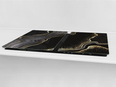 HUGE TEMPERED GLASS COOKTOP COVER – Glass Cutting Board and Worktop Saver DD33 Colourful abstractions Series: Glossy waves