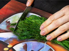 Enorm Küchenbrett aus Hartglas und Induktionskochplattenabdeckung; Food series DD16: African food