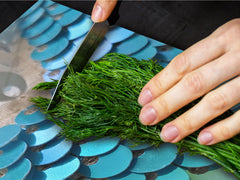 HUGE TEMPERED GLASS COOKTOP COVER – Glass Cutting Board and Worktop Saver – SINGLE: 80 x 52 cm (31,5” x 20,47”); DOUBLE: 40 x 52 cm (15,75” x 20,47”); DD40 Decorative Surfaces Series: Turquoise fish-like scale