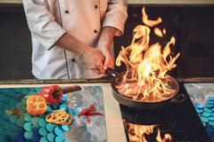 HUGE TEMPERED GLASS COOKTOP COVER – Glass Cutting Board and Worktop Saver – SINGLE: 80 x 52 cm (31,5” x 20,47”); DOUBLE: 40 x 52 cm (15,75” x 20,47”); DD40 Decorative Surfaces Series: Turquoise fish-like scale