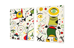 HUGE TEMPERED GLASS CHOPPING BOARD ; Moroccan design Series DD21 Inspired by Miró