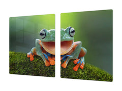 Gigantic Worktop saver and Pastry Board - Tempered GLASS Cutting Board Animals series DD01 A smiling frog 2