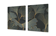 HUGE Cutting Board – Worktop saver and Pastry Board – Glass Kitchen Board DD37 Vintage leaves and patterns Series: Floral art deco