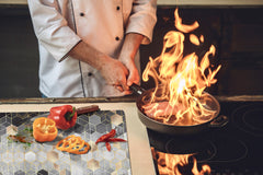 ENORMOUS Tempered GLASS Chopping Board - Induction Cooktop Cover DD36 Textures and tiles 2 Series: Golden-black geometric abstraction