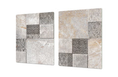 HUGE Cutting Board – Worktop saver and Pastry Board – Glass Kitchen Board DD37 Vintage leaves and patterns Series: Stone mosaic background