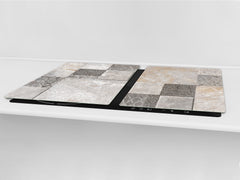 HUGE Cutting Board – Worktop saver and Pastry Board – Glass Kitchen Board DD37 Vintage leaves and patterns Series: Stone mosaic background