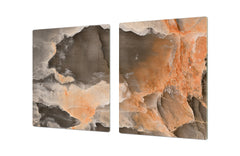UNIQUE Tempered GLASS Kitchen Board – Impact & Scratch Resistant Cooktop cover DD32 Marbles 2 Series: 3D marble wall