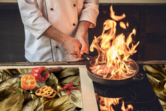 BIG KITCHEN BOARD & Induction Cooktop Cover β Glass Pastry Board β SINGLE: 80 x 52 cm (31,5β x 20,47β); DOUBLE: 40 x 52 cm (15,75β x 20,47β); DD41 Tropical Leaves Series: Precious leaves