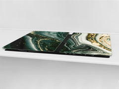 HUGE TEMPERED GLASS COOKTOP COVER – Glass Cutting Board and Worktop Saver DD33 Colourful abstractions Series: Mesmerising golden powder