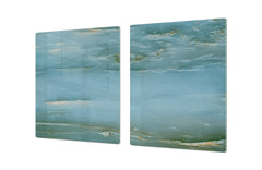 UNIQUE Tempered GLASS Kitchen Board – Impact & Scratch Resistant Cooktop cover DD32 Marbles 2 Series: Water-like marble