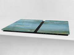 UNIQUE Tempered GLASS Kitchen Board – Impact & Scratch Resistant Cooktop cover DD32 Marbles 2 Series: Water-like marble