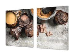 Tempered GLASS Cutting Board - Glass Kitchen Board; Cakes and Sweets Serie DD13 Muffins 2