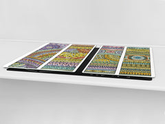 HUGE TEMPERED GLASS CHOPPING BOARD ; Moroccan design Series DD21 Ethnic stripes