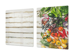 UNIQUE Tempered GLASS Kitchen Board Fruit and Vegetables series DD02 Vegetables on boards