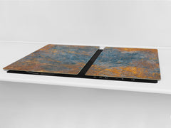BIG KITCHEN BOARD & Induction Cooktop Cover – Glass Pastry Board DD34 Rusted textures Series: Oxidized colorful surface