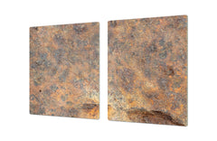BIG KITCHEN BOARD & Induction Cooktop Cover – Glass Pastry Board DD34 Rusted textures Series: Rusted iron texture